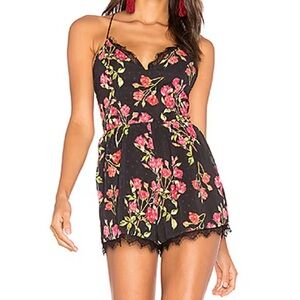 •NBD Davis Romper in Red Floral Print
